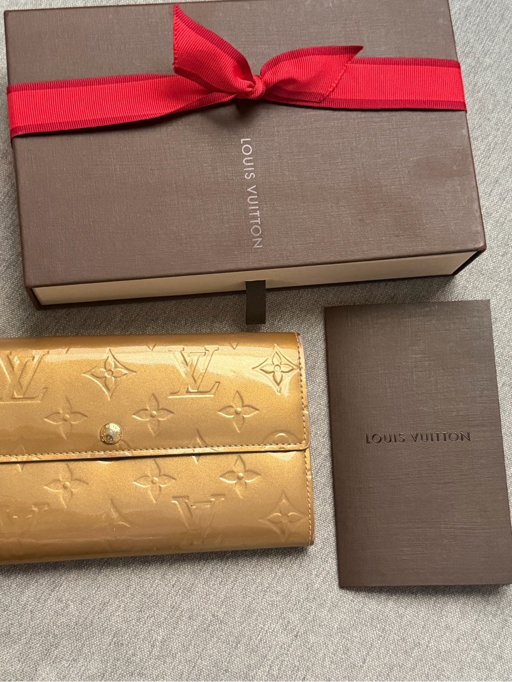 Louis Vuitton Gold Monogram Vernis Continental Wallet w/ original receipt
